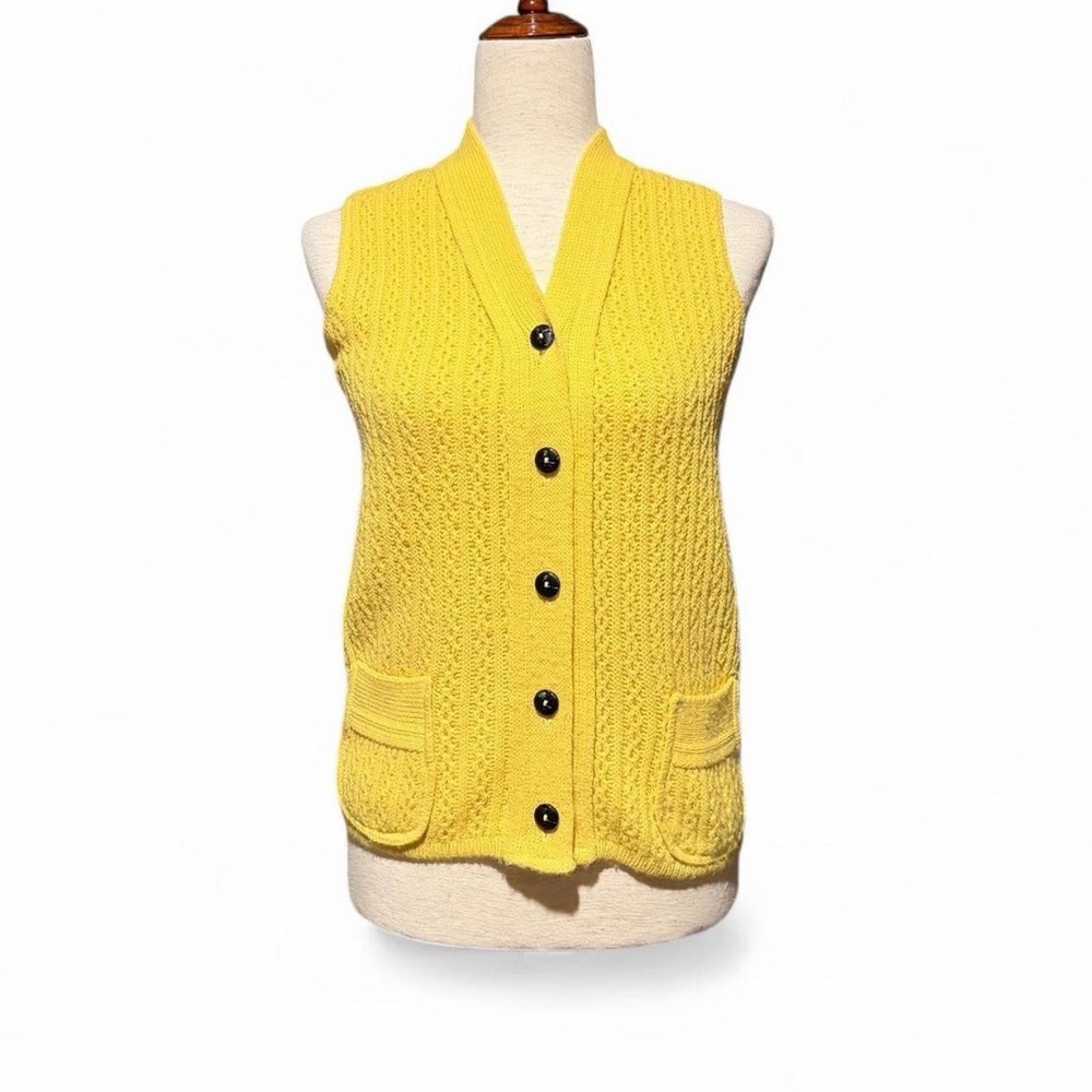 Yellow Cable Knit Women's Sweater Vest